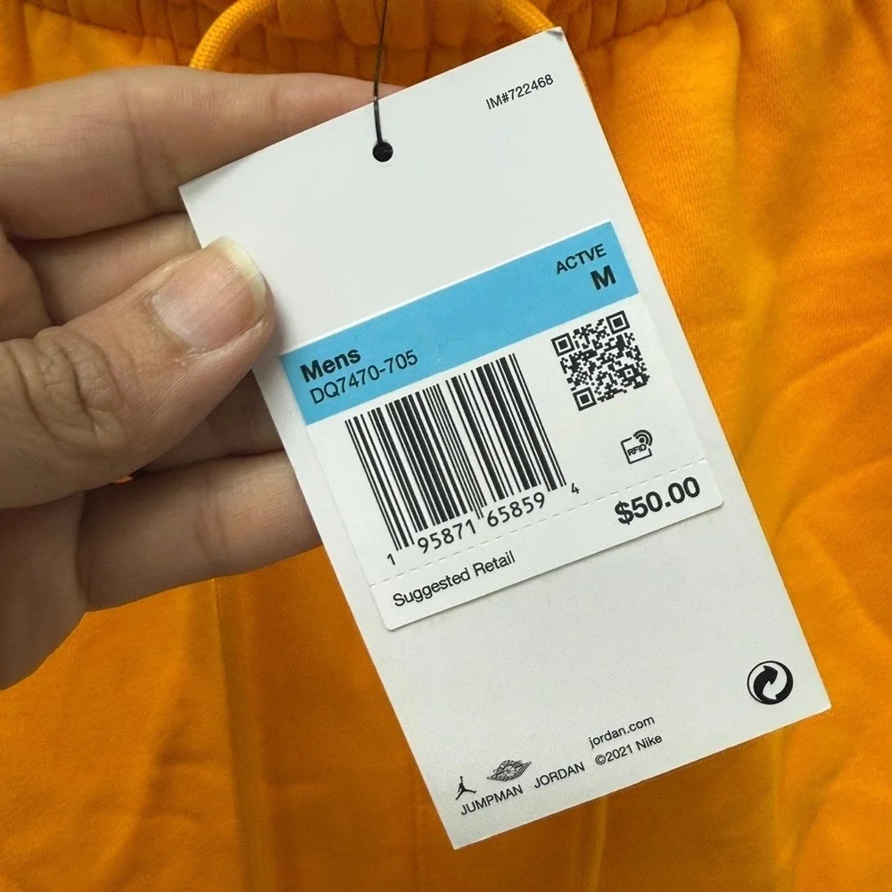 Nike‎ Jordan Mens Active Fleece Shorts Yellow Jumpman Logo Size M